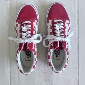 Vans Old Skool Checkerboard Racing Red Sneakers